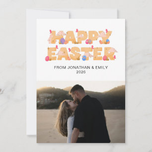 Elegant Simple Modern Pattern Happy Easter Photo Holiday Card