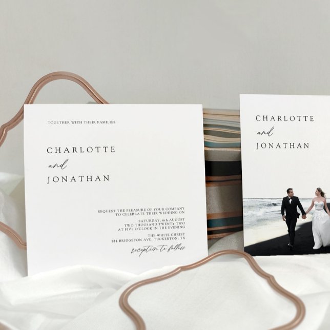 Elegant Simple Modern Photo Square Wedding Invitation (Creator Uploaded)