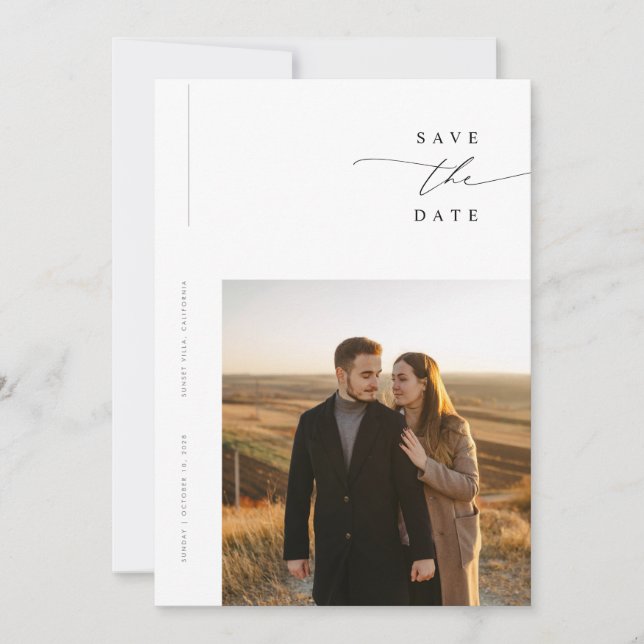 Elegant Simple Modern Photo Wedding Save The Date (Front)