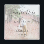 Elegant Simple Modern Photo Wedding Save the Date Magnet<br><div class="desc">Photo Save the Date Magnet featuring a simple design with "Save the Date" in an elegant script along your wedding details in a text overlay over your favourite picture.  A modern way to let your friends and family know to save the date for your wedding.</div>