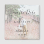 Elegant Simple Modern Photo Wedding Save the Date Magnet<br><div class="desc">Photo Save the Date Magnet featuring a simple design with "Save the Date" in an elegant script along your wedding details in a text overlay over your favourite picture.  A modern way to let your friends and family know to save the date for your wedding.</div>