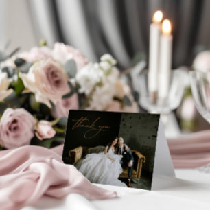 Elegant Simple Modern Photo Wedding Thank You Card