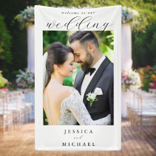 Elegant Simple Modern Photo Wedding Welcome Banner
