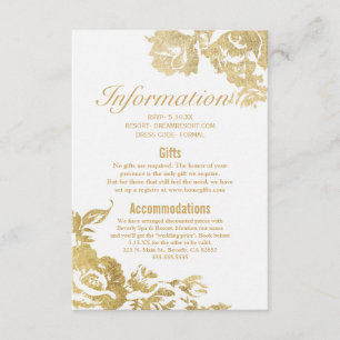 Elegant Simple Modern Rose Floral Gold Wedding Enclosure Card