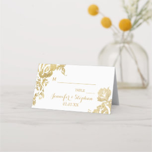Elegant Simple Modern Rose Floral Gold Wedding Place Card