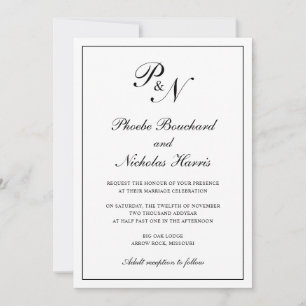 Elegant Simple Monogram All In One Wedding Invitation
