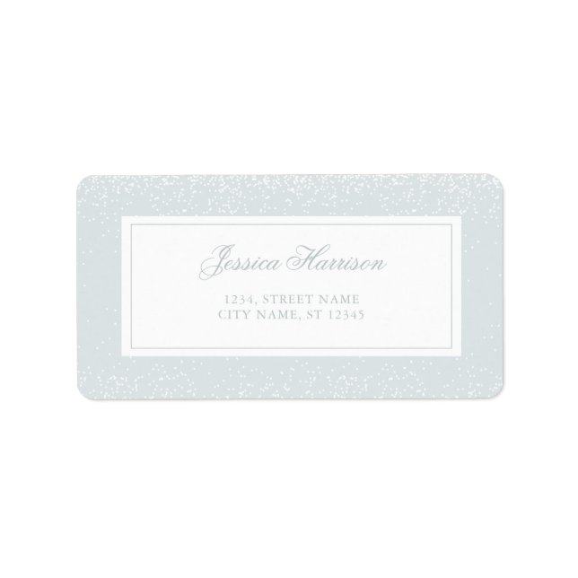 Elegant Simple Monogram Blue Grey White Confetti Label (Front)
