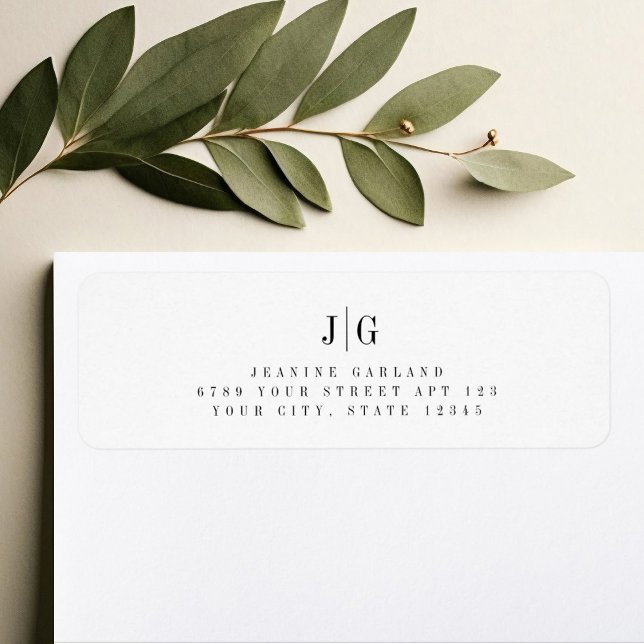 Elegant Simple Monogram Minimalist Return Address Label (Creator Uploaded)