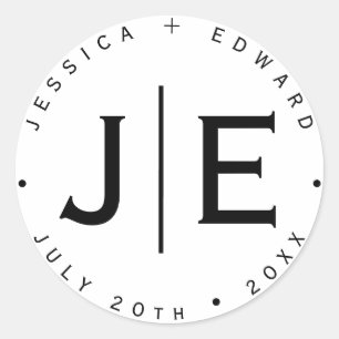 Elegant Simple Monogram Modern Chic Minimal Script Classic Round Sticker