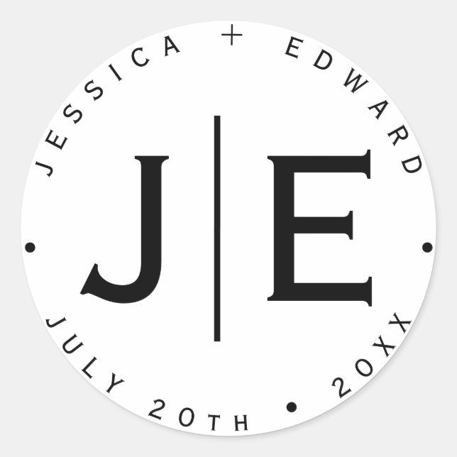 Elegant Simple Monogram Modern Chic Minimal Script Classic Round Sticker (Front)