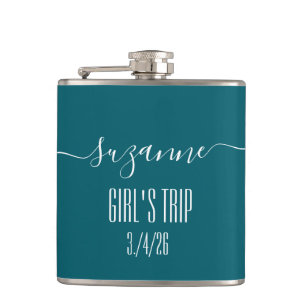Elegant Simple Monogram Name Girl's trip Hip Flask