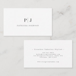 Elegant Simple Monogram Professional  Minimalist Business Card