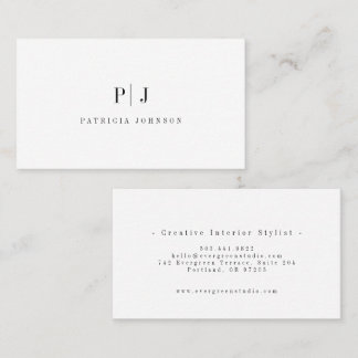 Elegant Simple Monogram Professional  Minimalist Business Card