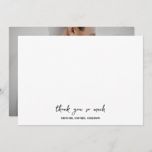 Elegant Simple Name Script Photo Wedding  Thank You Card
