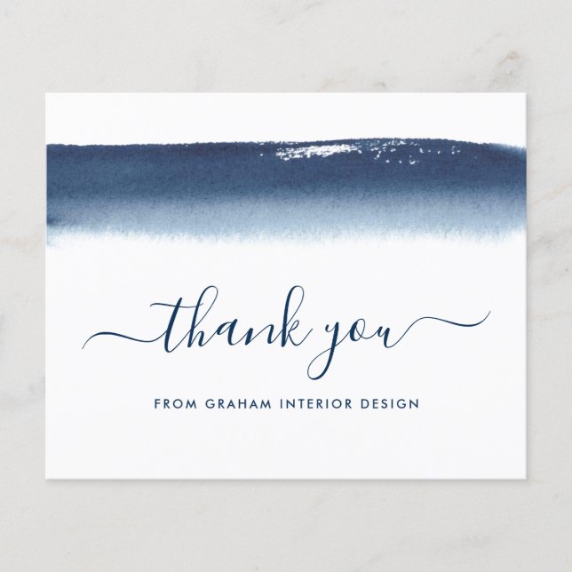 Elegant Simple Navy Blue Budget Thank You Card (Front)
