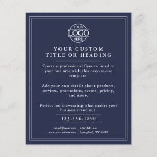 Elegant Simple Navy Blue Business Logo Promotional Flyer