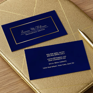Elegant Simple Navy Blue & Gold Professional Business Card