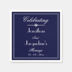 Elegant Simple Navy Blue Wedding Cake Table Paper  Napkin