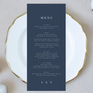 Elegant Simple navy burgundy Monogram Menu