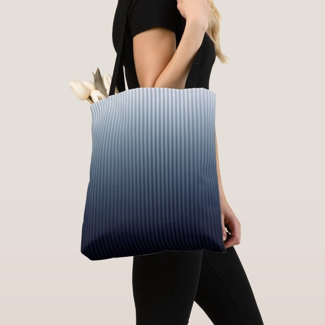 Elegant Simple Navy Striped Tote Bag (Close Up)