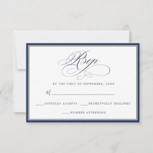Elegant Simple Navy & White RSVP
