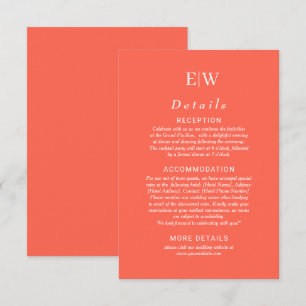 Elegant Simple Neon Flare with Monogram Wedding Enclosure Card