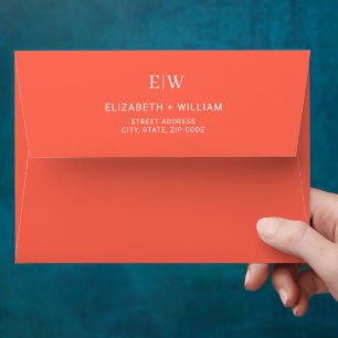 Elegant Simple Neon Flare with Monogram Wedding Envelope
