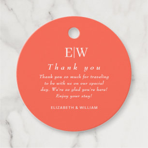 Elegant Simple Neon Flare with Monogram Wedding Favour Tags