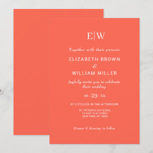 Elegant Simple Neon Flare with Monogram Wedding Invitation