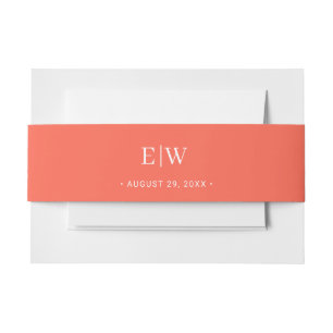 Elegant Simple Neon Flare with Monogram Wedding Invitation Belly Band