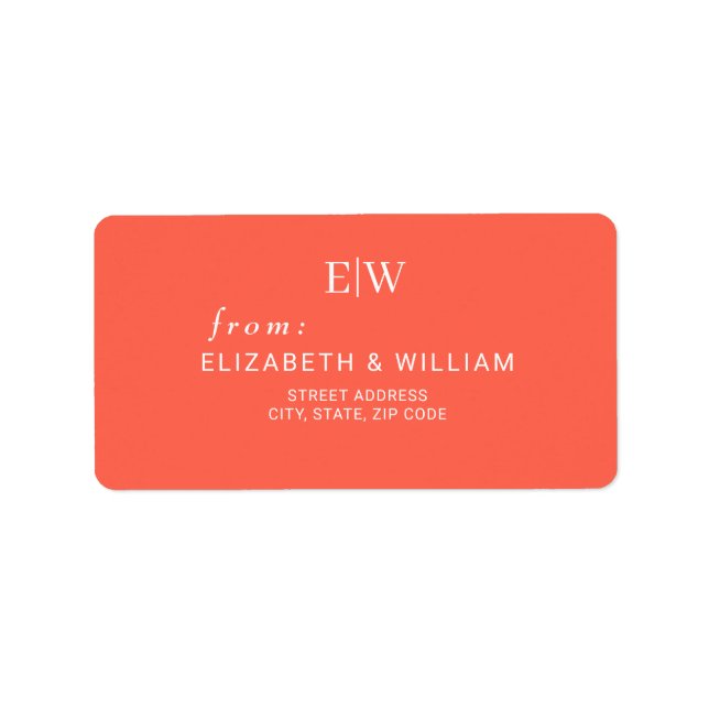 Elegant Simple Neon Flare with Monogram Wedding Label (Front)