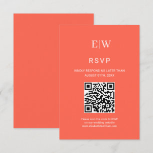 Elegant Simple Neon Flare with Monogram Wedding RSVP Card
