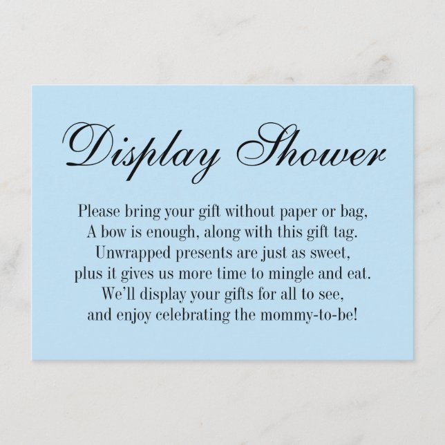 Elegant, Simple No Wrap Baby Shower, Baby Blue Enclosure Card (Front)
