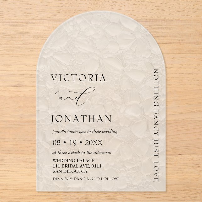 Elegant Simple Nothing Fancy Wedding Acrylic Acrylic Invitations (Front)