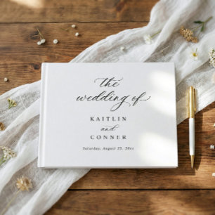 Elegant Simple Old Money Black and White Wedding Guest Book