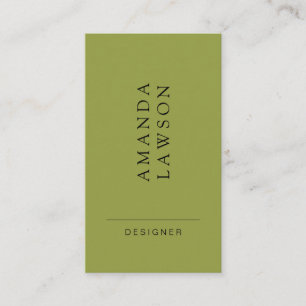 Elegant Simple Olive Green and Beige Business Card