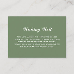Elegant Simple Olive Green Wedding Wishing Well Enclosure Card