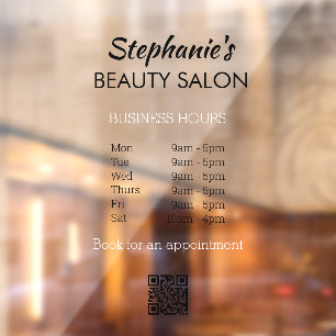 Elegant Simple Opening Hrs Beauty Salon QR Code