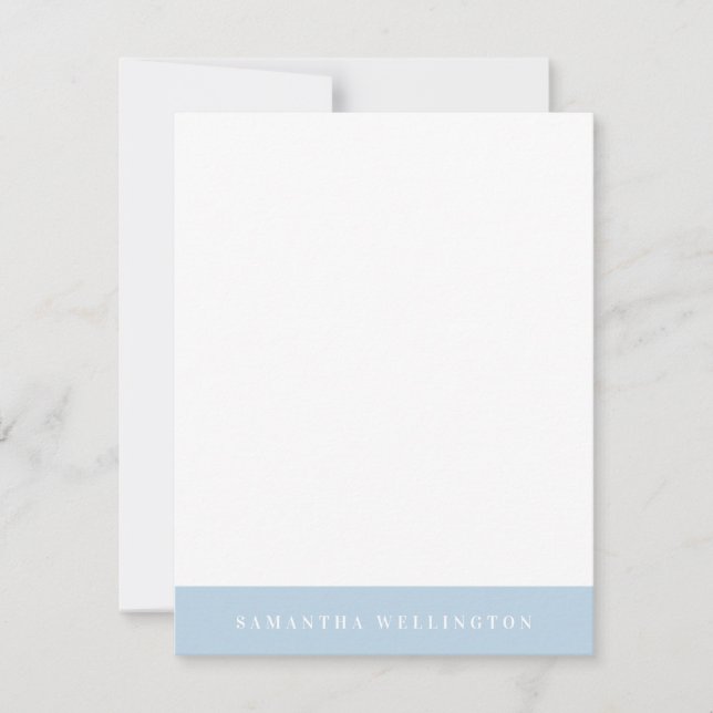 Elegant Simple Overlay Light Blue Name Note Card (Front)