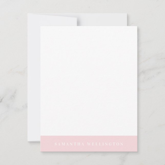 Elegant Simple Overlay Light Pink Name Note Card (Front)