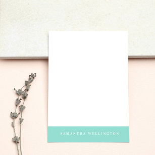 Elegant Simple Overlay Mint Green Name Note Card