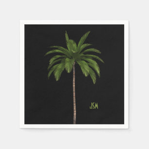 Elegant Simple Palm Tree Tropical Beach Monogram  Napkin