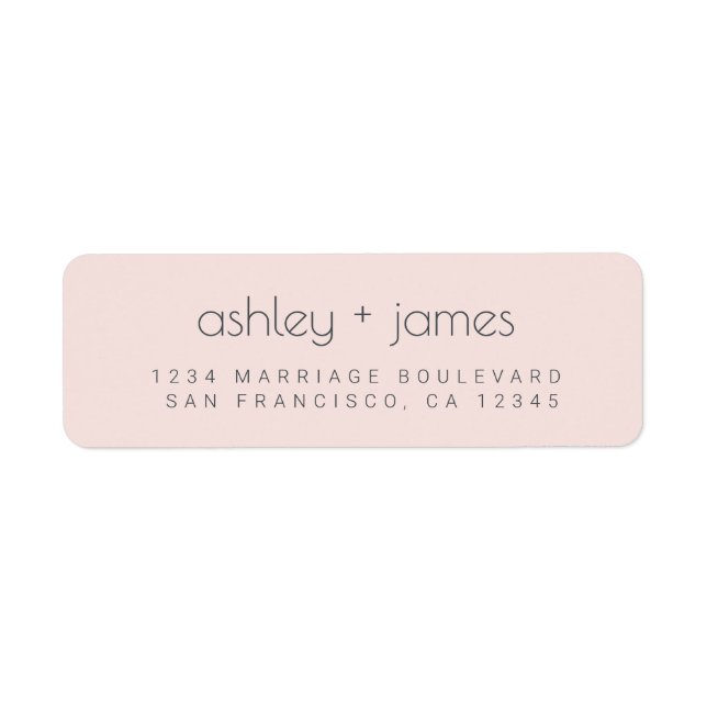 Elegant Simple Pastel Pink Wedding Return Address Label (Front)