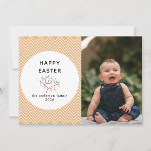 Elegant Simple Pattern Happy Easter Photo Holiday Card
