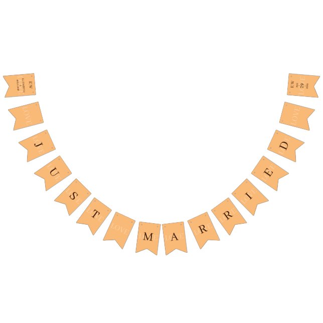 Elegant Simple Peach Monogram Wedding Bunting (All)