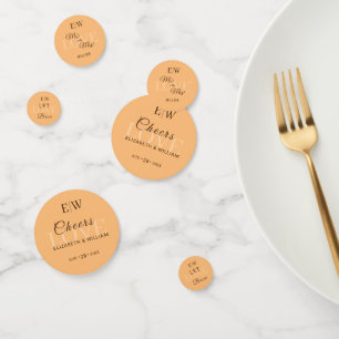 Elegant Simple Peach Monogram Wedding Confetti