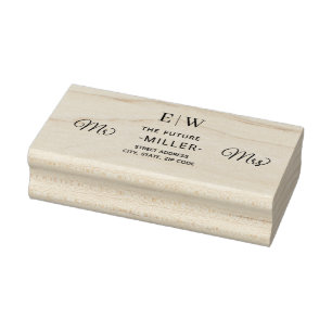 Elegant Simple Peach Monogram Wedding Rubber Stamp