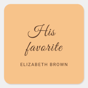 Elegant Simple Peach Monogram Wedding Square Sticker