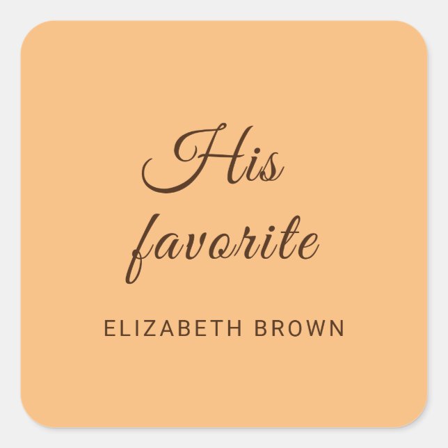 Elegant Simple Peach Monogram Wedding Square Sticker (Front)