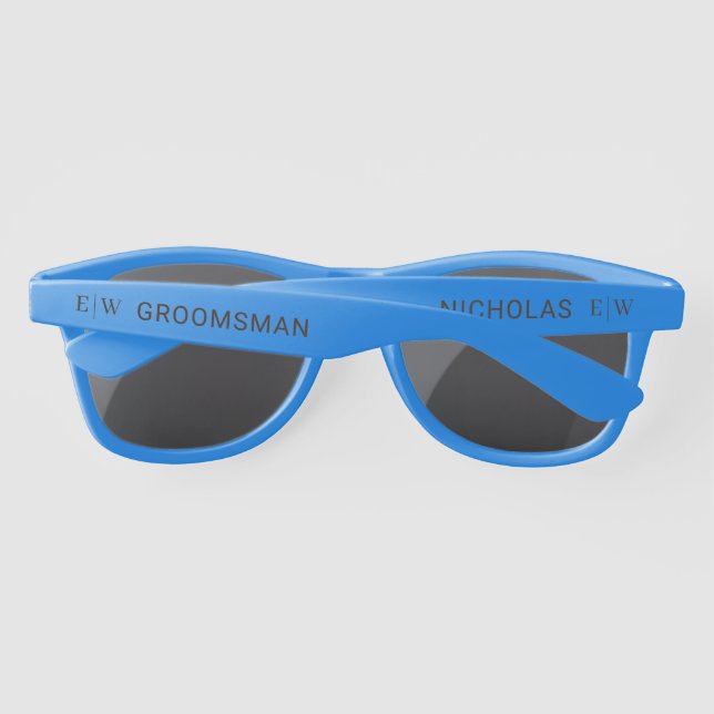 Elegant Simple Peach Monogram Wedding Sunglasses (Back)